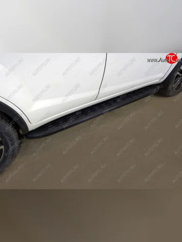 Пороги алюминиевые с пластиковой накладкой ТСС Тюнинг (карбон черные) Lifan X60 2-ой рестайлинг (2016-2025)