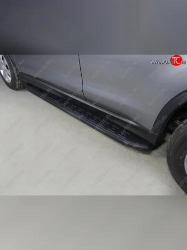 Пороги алюминиевые с пластиковой накладкой ТСС Тюнинг (карбон черные) Mitsubishi ASX 2-ой рестайлинг (2017-2020)