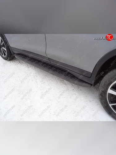 Пороги алюминиевые с пластиковой накладкой ТСС Тюнинг (карбон черные) Nissan X-trail 3 T32 рестайлинг (2017-2022)