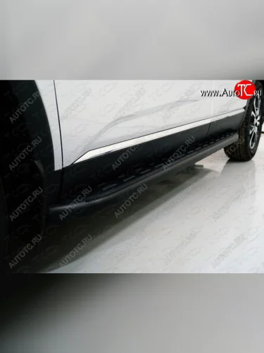 Пороги алюминиевые с пластиковой накладкой ТСС Тюнинг (карбон черные) Renault Arkana (2019-2025)