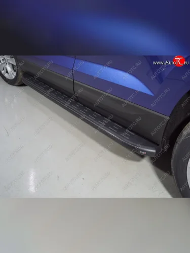 Пороги алюминиевые с пластиковой накладкой ТСС Тюнинг (карбон черные) Skoda Karoq NU7 рестайлинг (2020-2025)
