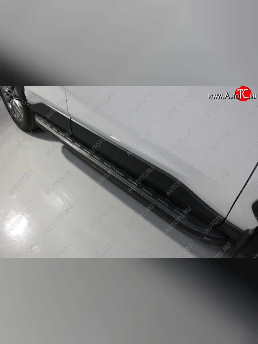 Пороги алюминиевые с пластиковой накладкой ТСС Тюнинг Toyota RAV4 XA50 5 дв. дорестайлинг (2018-2025) (карбон черные)  в Керчи Республика Крым
