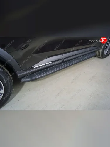 Пороги алюминиевые с пластиковой накладкой ТСС Тюнинг (карбон черные) Haval F7 рестайлинг (2022-2024)