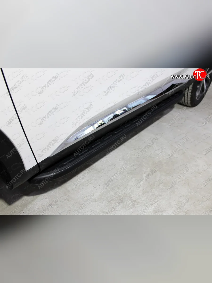 Пороги алюминиевые с пластиковой накладкой ТСС Тюнинг Haval F7  дорестайлинг (2018-2022) (карбон черные)  в Перми Пермском крае