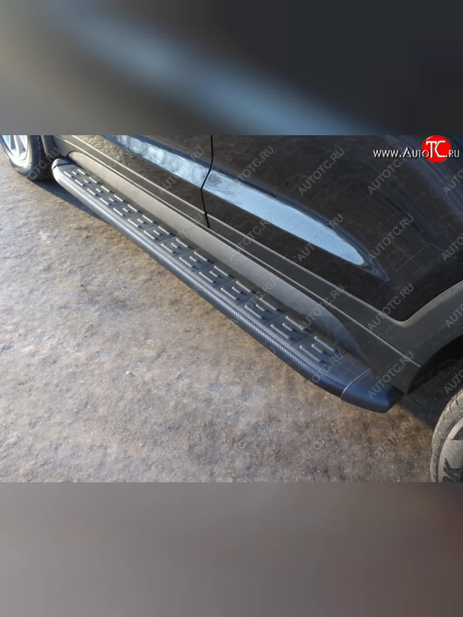 Пороги алюминиевые с пластиковой накладкой, ТСС Тюнинг Hyundai Tucson TL дорестайлинг (2015-2018) (карбон черные)  в Перми Пермском крае