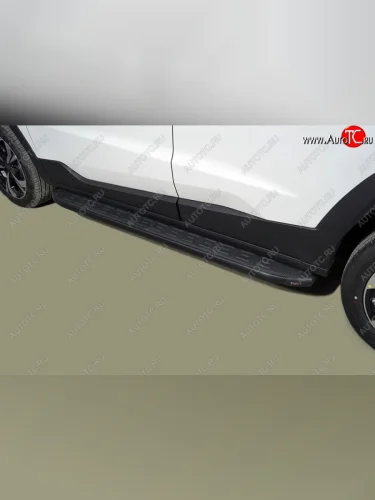 Пороги алюминиевые с пластиковой накладкой, ТСС Тюнинг (карбон черные) JAC JS4 (2021-2025)