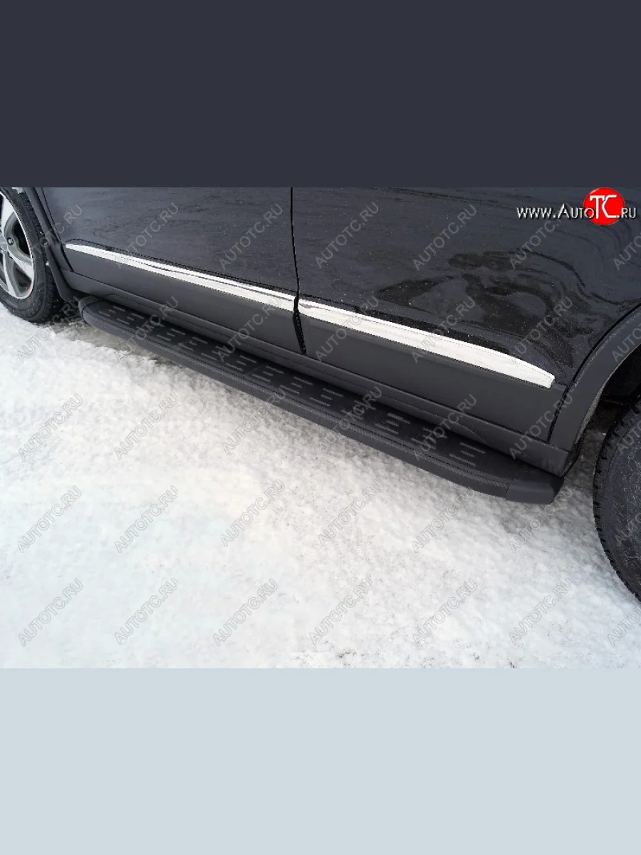 Пороги алюминиевые с пластиковой накладкой, ТСС Тюнинг Haval M6 (2021-2025) (карбон черные)  в Керчи Республика Крым