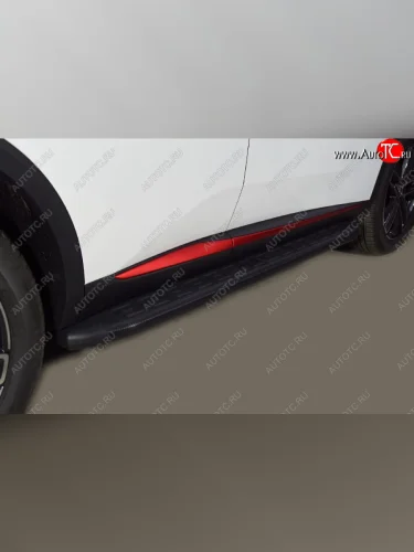 Пороги алюминиевые с пластиковой накладкой, ТСС Тюнинг (карбон черные) Changan CS55 Plus (2021-2025)