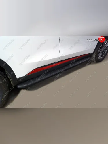 Пороги алюминиевые с пластиковой накладкой, ТСС Тюнинг (карбон черные) Changan CS75 1-ый рестайлинг (2018-2022)