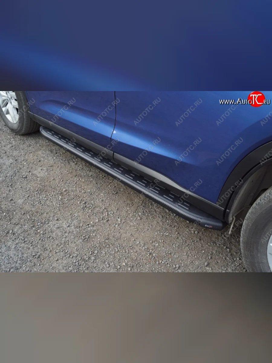 Пороги алюминиевые с пластиковой накладкой, ТСС Тюнинг GAC GS5 (2018-2025) (карбон черные)  в Керчи Республика Крым