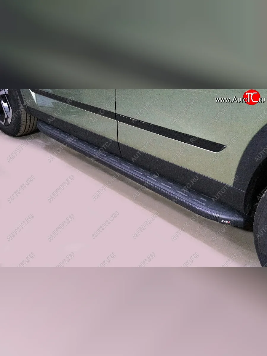 Пороги алюминиевые с пластиковой накладкой, ТСС Тюнинг JAECOO J7 (2023-2025) (карбон черные)  с доставкой в г. Керчь