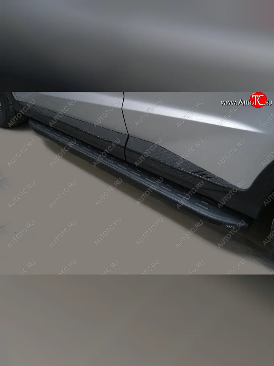 Пороги алюминиевые с пластиковой накладкой, ТСС Тюнинг Jetour X70 Plus (2023-2025) (карбон черные)  в Перми Пермском крае