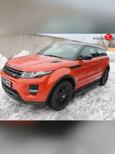 Пороги алюминиевые с пластиковой накладкой ТСС Тюнинг (карбон черные) Land Rover Range Rover Evoque 1 L538 рестайлинг 5 дв. (2015-2018)