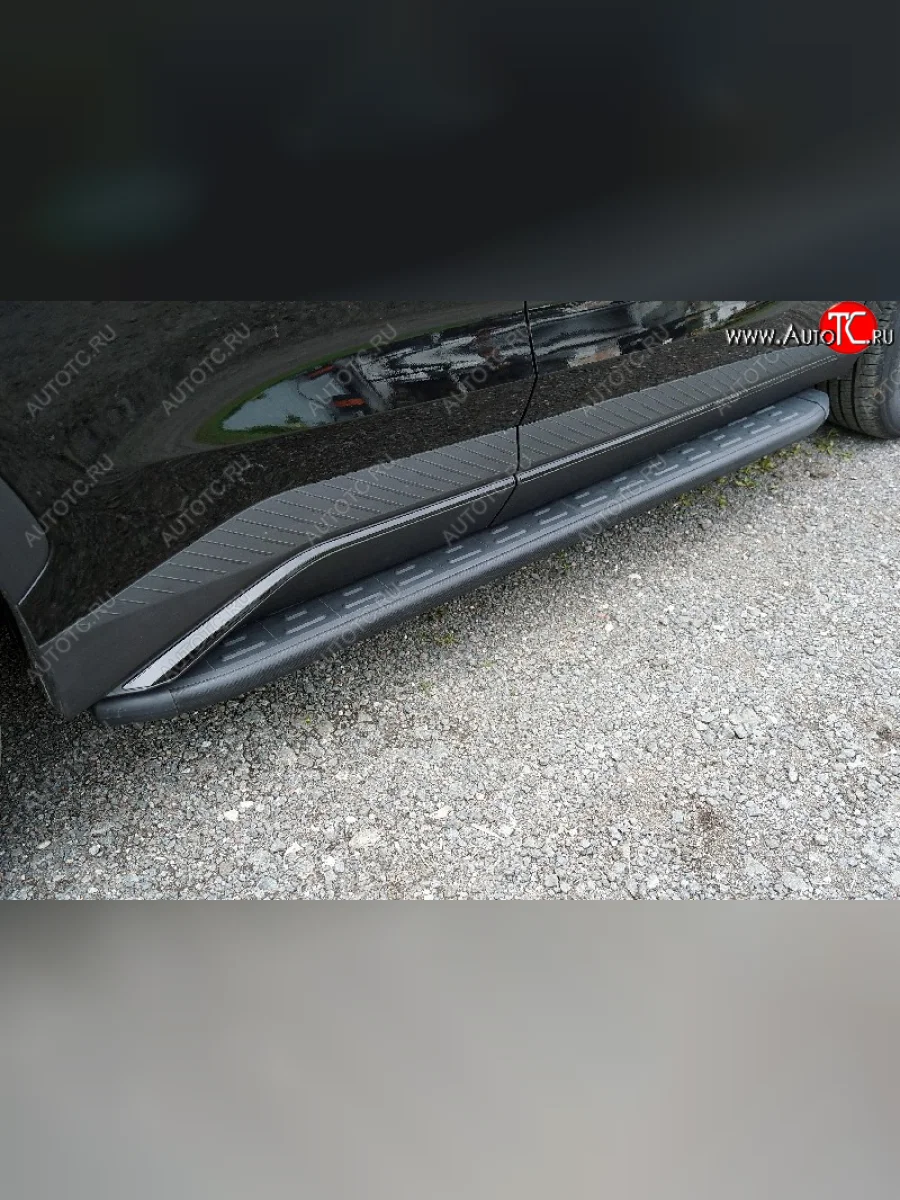 Пороги алюминиевые с пластиковой накладкой ТСС Тюнинг Jetour Dashing (2022-2025) (карбон черные)  в Перми Пермском крае