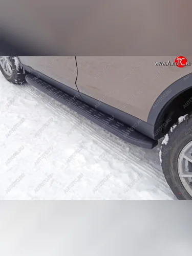 Пороги алюминиевые с пластиковой накладкой ТСС Тюнинг (карбон черные) Land Rover Discovery Sport L550 дорестайлинг (2014-2019)