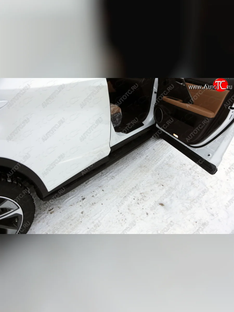 Пороги алюминиевые с пластиковой накладкой кроме F-Sport ТСС Тюнинг Lexus RX 200T AL20 дорестайлинг (2015-2017) (карбон черные)  в Перми Пермском крае