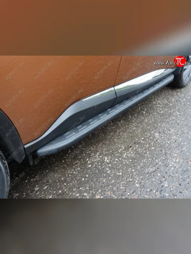 Пороги алюминиевые с пластиковой накладкой ТСС Тюнинг (карбон черные) Nissan Murano 3 Z52 дорестайлинг (2015-2022)