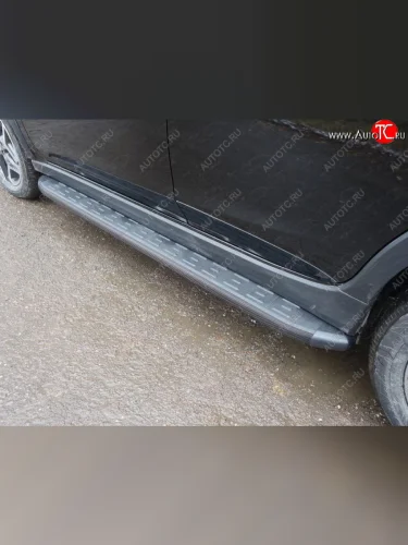 Пороги алюминиевые с пластиковой накладкой ТСС Тюнинг (карбон черные) Subaru XV GT/G24 дорестайлинг (2017-2021)