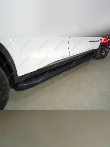 Пороги алюминиевые с пластиковой накладкой ТСС Тюнинг (карбон черные) EXEED TXL  дорестайлинг (2020-2021)