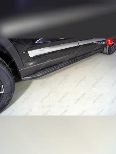 Пороги алюминиевые с пластиковой накладкой ТСС Тюнинг (карбон черные) Chery Tiggo 8 PRO (2021-2025)
