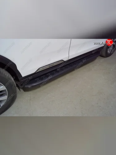 Пороги алюминиевые с пластиковой накладкой ТСС Тюнинг (карбон черные) GAC GS8 (2016-2023)