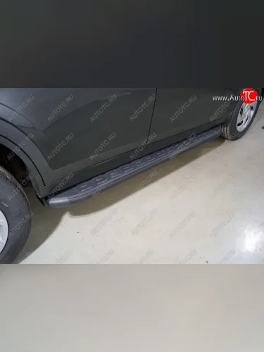 Пороги алюминиевые с пластиковой накладкой ТСС Тюнинг (карбон черные) Haval Dargo (2022-2025)