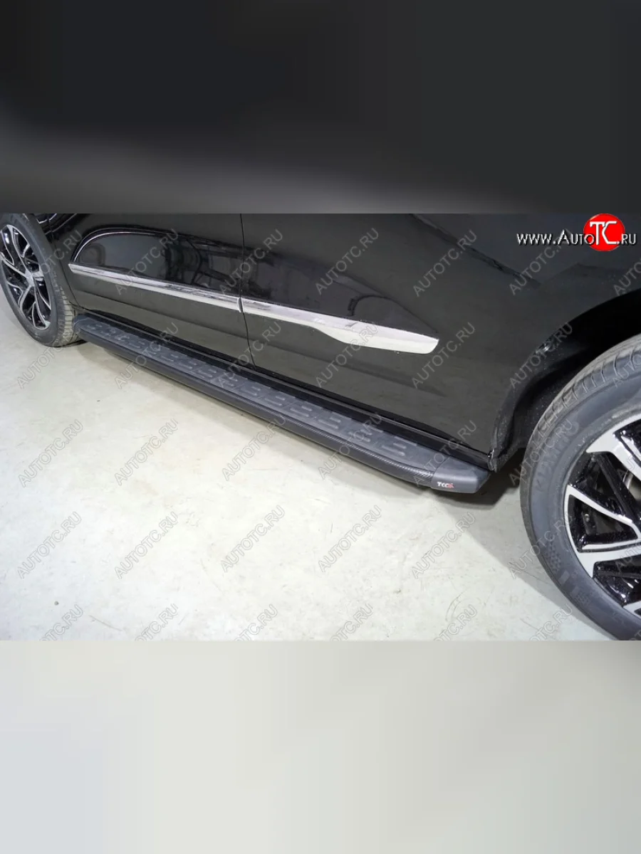 Пороги алюминиевые с пластиковой накладкой ТСС Тюнинг Haval Jolion дорестайлинг (2020-2024) (карбон черные)  в Воронеже Воронежской области