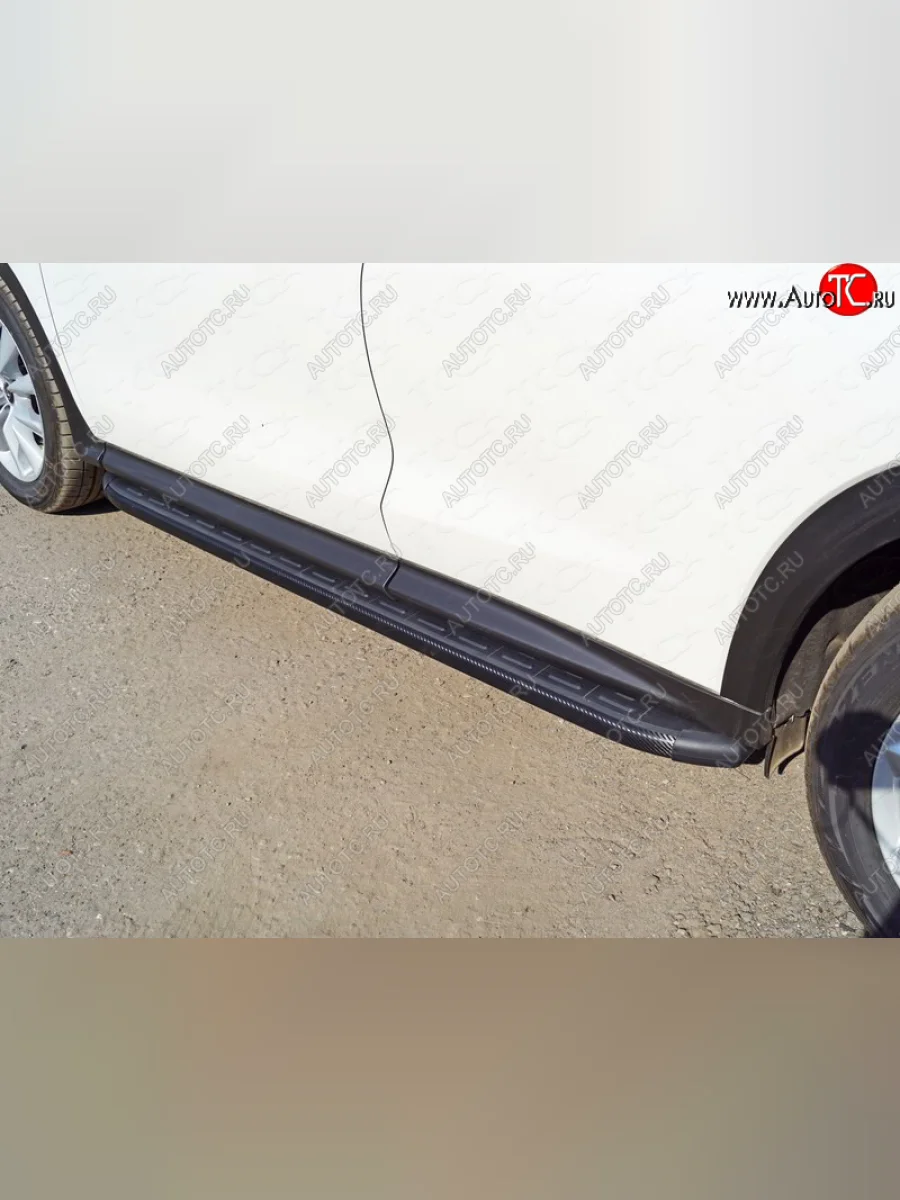 Пороги алюминиевые с пластиковой накладкой ТСС Тюнинг INFINITI Qx50 J55 (2017-2022) (карбон черные)  в Самаре Самарской области