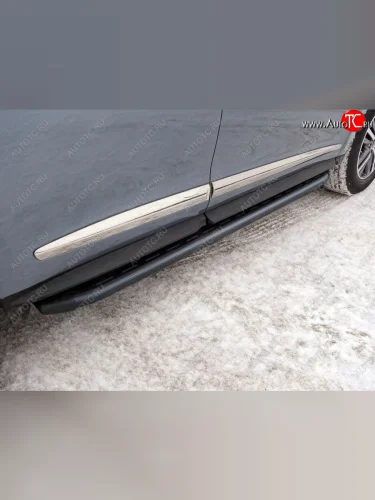 Пороги алюминиевые с пластиковой накладкой ТСС Тюнинг (карбон черные) INFINITI QX60 L50 рестайлинг (2016-2021)