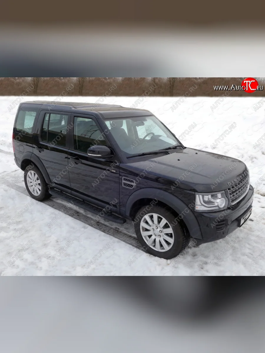 Пороги алюминиевые с пластиковой накладкой ТСС Тюнинг Land Rover Discovery 4 L319 (2009-2016) (карбон черные)  в Керчи Республика Крым