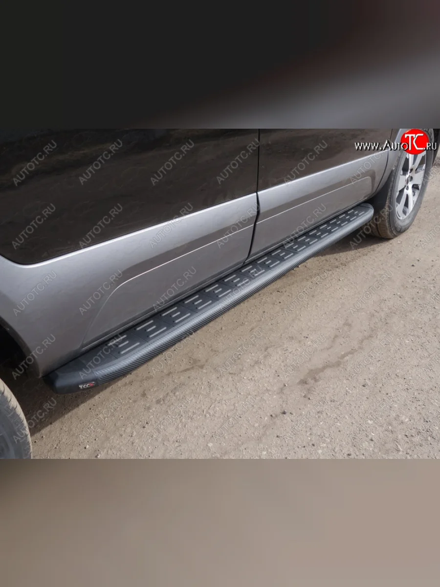 Пороги алюминиевые с пластиковой накладкой ТСС Тюнинг KIA Mohave HM рестайлинг (2017-2020) (карбон черные)  в Керчи Республика Крым