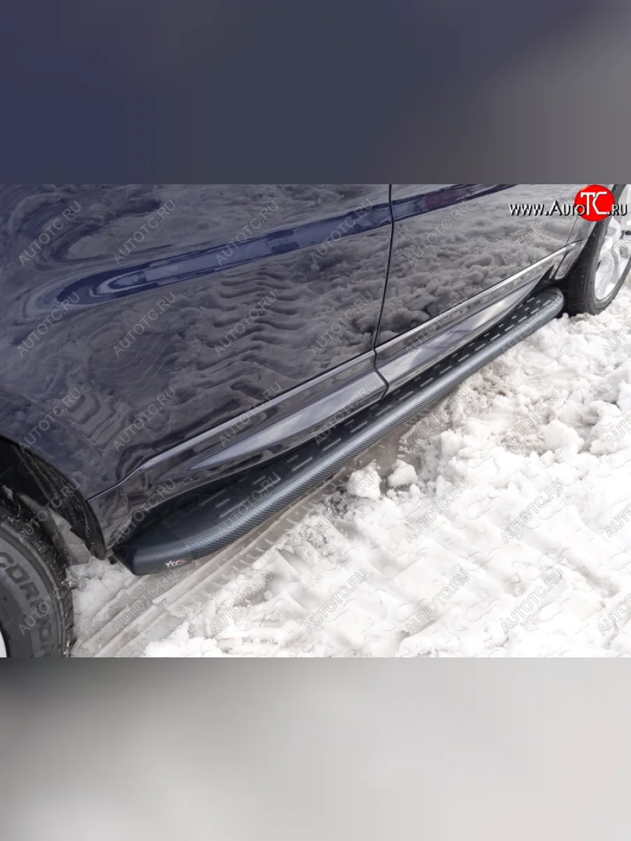 Пороги алюминиевые с пластиковой накладкой ТСС Тюнинг Land Rover Range Rover Sport 2 L494 дорестайлинг (2013-2017) (карбон черные)  в Самаре Самарской области