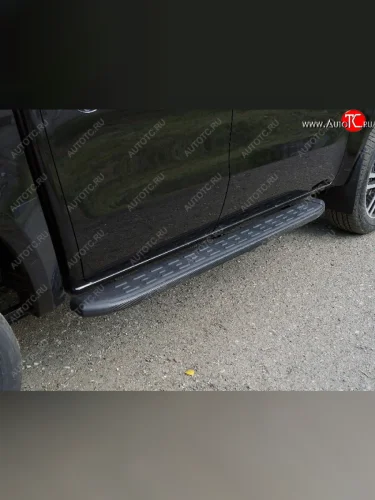 Пороги алюминиевые с пластиковой накладкой ТСС Тюнинг (карбон черные) Dong Feng DF6 пикап (2022-2025)