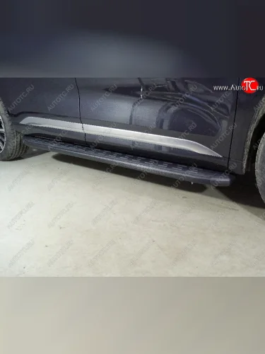 Пороги алюминиевые с пластиковой накладкой ТСС Тюнинг (карбон черные) EXEED VX дорестайлинг (2020-2023)