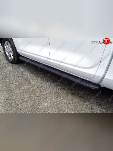 Пороги алюминиевые с пластиковой накладкой ТСС Тюнинг (карбон черные) Changan Hunter Plus пикап (2022-2025)