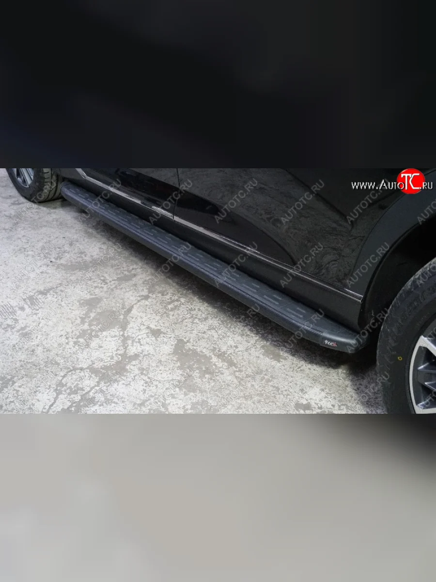 Пороги алюминиевые с пластиковой накладкой ТСС Тюнинг GAC GS8 (2016-2023) (карбон черные)  в Керчи Республика Крым