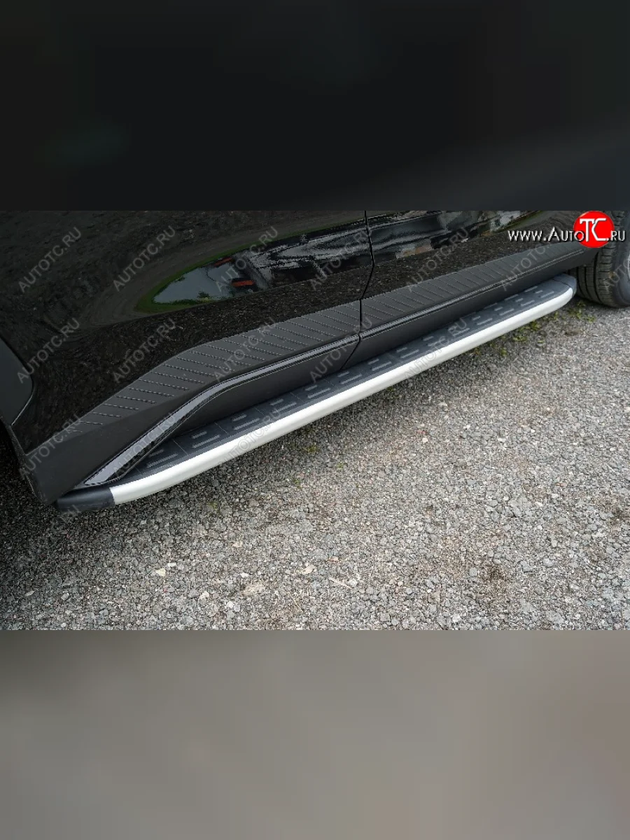 Пороги алюминиевые с пластиковой накладкой ТСС Тюнинг Jetour Dashing (2022-2025) (серые)  в Перми Пермском крае