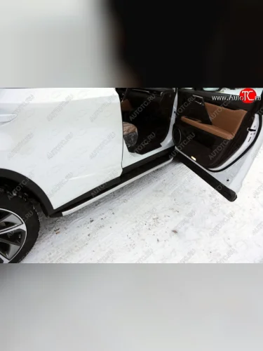 Пороги алюминиевые с пластиковой накладкой кроме F-Sport ТСС Тюнинг (серые) Lexus RX350 AL10 рестайлинг (2012-2015)