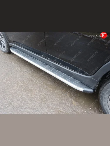 Пороги алюминиевые с пластиковой накладкой ТСС Тюнинг (серые) Subaru XV GT/G24 дорестайлинг (2017-2021)
