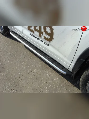 Пороги алюминиевые с пластиковой накладкой ТСС Тюнинг (серые) Toyota Highlander XU50 рестайлинг (2016-2020)