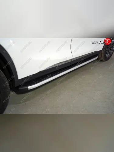 Пороги алюминиевые с пластиковой накладкой ТСС Тюнинг (серые) EXEED TXL  дорестайлинг (2020-2021)