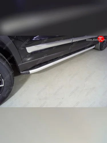 Пороги алюминиевые с пластиковой накладкой ТСС Тюнинг (серые) Chery Tiggo 8 PRO (2021-2025)