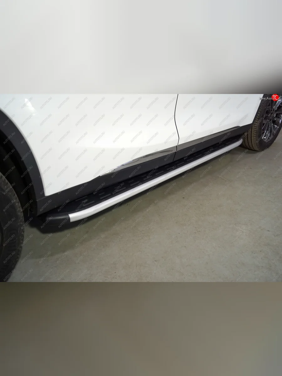 Пороги алюминиевые с пластиковой накладкой ТСС Тюнинг EXEED TXL 1-ый рестайлинг (2021-2025) (серые)  в Перми Пермском крае