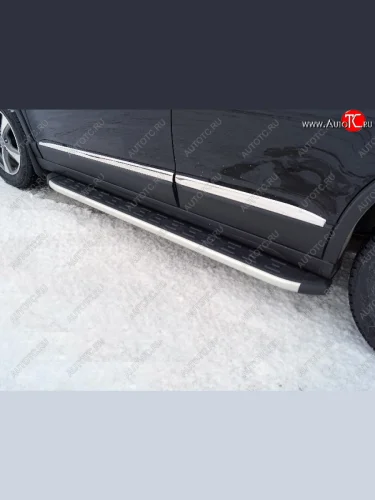 Пороги алюминиевые с пластиковой накладкой ТСС Тюнинг (серые) Haval M6 (2021-2025)