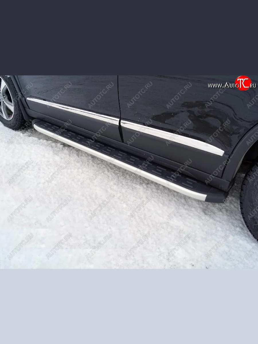 Пороги алюминиевые с пластиковой накладкой ТСС Тюнинг Haval M6 (2021-2025) (серые)  в Керчи Республика Крым