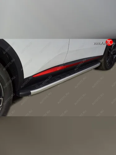 Пороги алюминиевые с пластиковой накладкой ТСС Тюнинг (серые) Changan CS55 Plus (2021-2025)