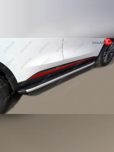 Пороги алюминиевые с пластиковой накладкой ТСС Тюнинг (серые) Changan CS75 1-ый рестайлинг (2018-2022)