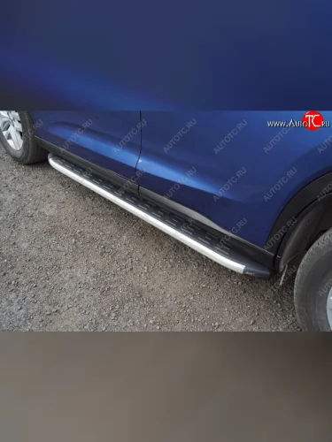Пороги алюминиевые с пластиковой накладкой ТСС Тюнинг (серые) GAC GS5 (2018-2025)