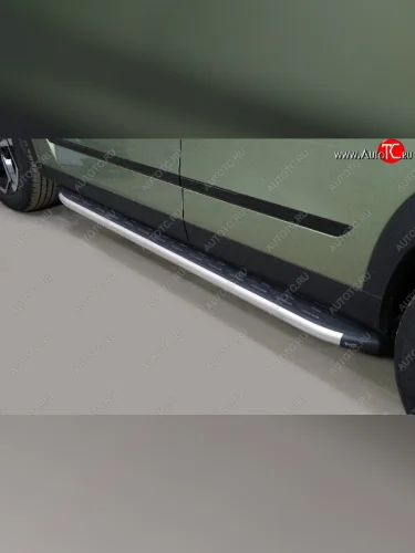 Пороги алюминиевые с пластиковой накладкой ТСС Тюнинг (серые) JAECOO J7 (2023-2025)