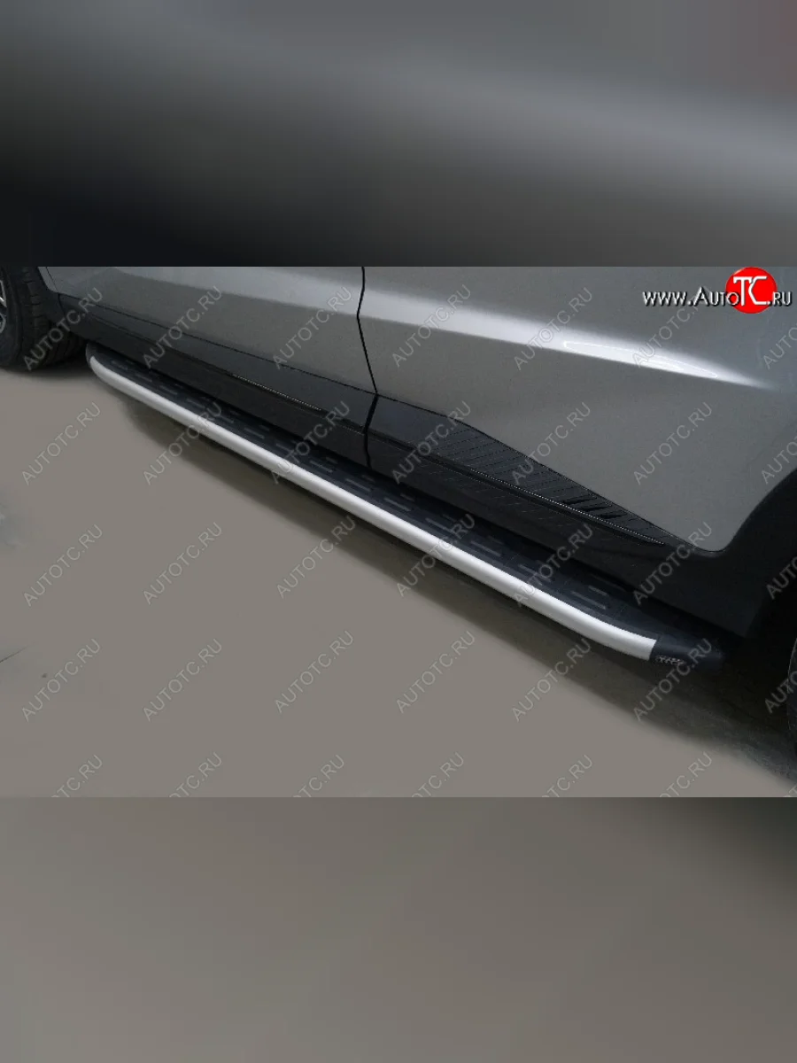 Пороги алюминиевые с пластиковой накладкой ТСС Тюнинг Jetour X70 Plus (2023-2025) (серые)  в Перми Пермском крае